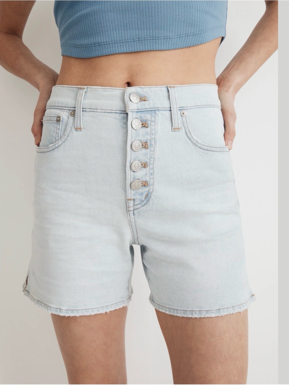 Madewell Perfect Vintage Mid-Length Jean Shorts Dayson Wash Button-Fly size 25